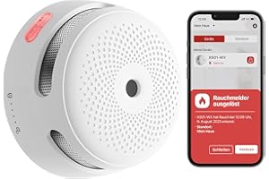 X-Sense Rauchmelder WLAN, entspricht der Norm EN14604, Rauchmelder Smart mit austauschbarer Batterie, Benachrichtigungen über die App, 1 Stück