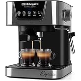 Orbegozo EX 6000, Cafetera express, 1050 W, depósito de agua extraíble 1,5 litros, 20 bar, panel control táctil, modos progra