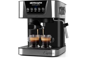 Orbegozo EX 6000, Cafetera express, 1050 W, depósito de agua extraíble 1,5 litros, 20 bar, panel control táctil, modos programados, café molido/monodosis, vaporizador, frontal inox, color plata