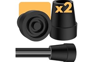 OrtoPrime Pack x2 Puntali In Gomma Antiscivolo per Stampelle e Bastoni, Compatibili con Tubi da 18mm, 19mm e 20mm - Puntali Stampelle, Gommini per Stampelle, Puntale Stampelle - 2 Unità.