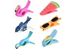 HILEYU Klipsy do ręczników plażowych, duże klamerki plażowe, do ręczników, pranie, ręczniki basenowe, plastikowe, do ubrań, 6 stylów, 6 szt., styl B