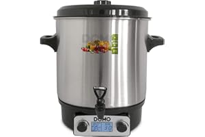 ‎DOMO DOMO DO42325PC 2in1 Heißgetränke- & Einkochautomat - Heißwasserspender - Glühweinkocher - Geeignet für 14 Einmachgläser - Temperatureinstellung bis 100 °C - Inkl Zapfhahn - 2000W - 27L - Edelstahl