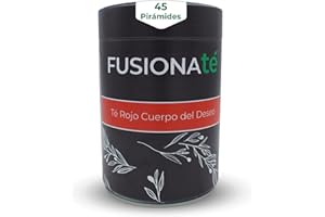 FUSIONATE, Té Rojo Cuerpo del Deseo, Delicioso Té Rojo con Fresa, Kiwi y Flor de Jamaica, Lata de 45 pirámides Bolsitas de Té, Infusión 100% Natural y Revitalizante