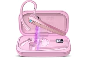 SKIUDCT Bluetooth Headset V5.3 120Hrs Talk Wireless Headset with Dual ENC Noise Canceling Mic Mute, Hands Free Bluetooth Earpiece Business/Office/Driving, Headphones for iOS Android, Laptop, Pink