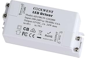 COOLWEST LED Transformateur 24W Driver 12V DC Convertisseur Transfo Alimentation pour G4 GU10 MR11 MR16 Rubans