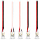 5 Adet 8 mm COB LED Şerit Konnekt&ouml;r&uuml; 2 Pin Tek Taraflı 10 cm Kablolu Şeffaf Lehimsiz Bağlantı Aparatı Tek Renk LED Uyumlu