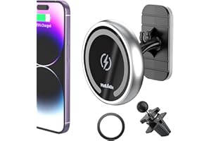MAGJIEYX für MagSafe Autohalterung Ladegerät,15W Magnet Handyhalterung Auto mit Ladefunktion für iPhone 16/15/14/13/12 Serie, Lüftungsschlitz/Armaturenbrett Kabelloses Kfz Halter, Silber