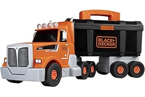 Smoby - Black+Decker - Camion Bricolo - Accessoires Inclus - Remorque - Poignée de Transport - Construction de Grue - A Partir de 3 Ans