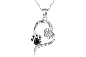 CUPENDA Fuchs/Katze Halskette Sterling Silber Fuchs auf Mond/Schwarze Katze Anhänger Tier Schmuck Geschenke für Frauen Mutter