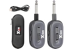 XVIVE A58 - Sistema Wireless Digitale per Chitarra Elettrica Acustica e Basso, Trasmissione in Banda 5,8Ghz - Fino a 5 Ore di Autonomia, Custodia e Doppio Cavo USB per Ricarica Inclusi, Jack Snodati
