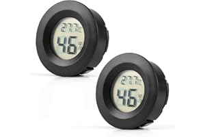 SUUOSL 2 Pack LCD Digital Hygrometer Thermometer, Reptile Thermometer for Greenhouse Dehumidifiers Humidifiers Basement Babyroom Home Office, Switchable Celsius/Fahrenheit Black