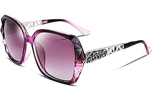 FEISEDY Sonnenbrille Damen Polarisiert Klassisch Groß Frauen Sonnenbrillen mit Strass Rahmen und UV400 Schutz B2289