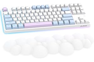 AJAZZ Wolkenweiche, ergonomische Handballenauflage für 100 Tasten, 87 Tasten, 68 Tasten, Tastatur, PU-Material, rutschfeste Gummibasis, Memory-Schaumstoff, wolkenförmige, 15,2 * 4,4 * 1,2 Zoll - Weiß