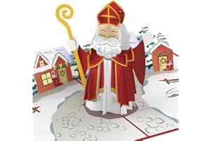 papercrush® Carte popup de SaintNicolas [NOUVEAU!] Carte cadeau 3D amusante pour enfants (filles ou garçons), carte cadeau de SaintNicolas faite à la main avec enveloppe, carte de vœux pour la