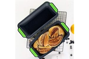 CHAWHO Stampo per Plumcake Rettangolare Teglia da Forno in Silicone - Teglia Antiaderente per Pane Stampo da Forno da Pane per Toast Teglie rettangolari con impugnature, 29x13cm