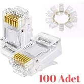Alfais 4220 100 Adet RJ45 Jack Cat5 İnternet Kablo Kablosu Ucu Konnekt&ouml;r Connector