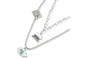 GAUEIOUR Anime Necklace Jujutsu Cosplay Accessories Pendant Double Layer Stainless Steel Satoru Gojou Necklaces,Perfect for Daily Wear & Anime Fans,Great Gift for Fans (Silver)