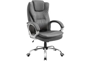 ‎HLONONE HLONONE Bürostuhl Ergonomisch Chefsessel Schreibtischstuhl, Gaming Stühle mit Gepolsterten Armlehnen und Weicher Kopfstütze, Computerstuhl für Büros, Wohnungen und Studentenwohnungen,Grau
