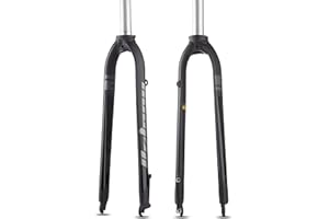 'BOLANY Bike Rigid Suspension Forks 1-1/8'' Threadless Straight Steerer Universal 26/27.5/29'' Disc Brake 9mm QR MTB Front Forks Aluminum Alloy Super-Light Bike Forks'