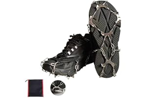 YQBFTC Ramponi per Scarponi,Ramponi da Ghiaccio per Scarponi 10 Denti 201 Copertura in Acciaio Ramponcini per Scarpe da Trekking Trail Running da Antiscivolo per Montagna Campeggio Alpinismo Inverno