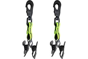 Qiyiche Pack of 2 Fire Brigade Glove Holders, Double Clip Glove Clips, with Hiking Buckle Glove Holder, for Hanging Gloves, Protective Helmets, Towels (Green)