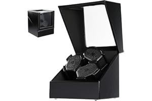 GAIN EXPRESS Caricaorologi Automatico per 3 Orologi, con Sensore di Luce Intelligente, 2 Modalità di Rotazione, Cuscini in Memory Foam, Caricaorologi Rotante Automatico con Rivestimento Esterno in Ecopelle