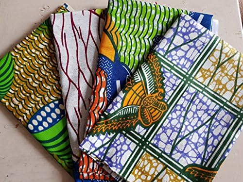 4 Fat Quarter Bundle African fabric Wax print Ankara ideal for quilting - craft supplies