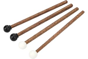 Tomotato 4 Stück Steel Tongue Drum Mallets Zungentrommel Hammer Rubber Tongue Drum Mallet mit Holzgriff Drumstick Percussion Instrument Parts 6,5 Zoll