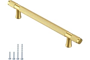 AITITAN 10 Pack Kitchen Cupboard Handles Knurled - 192mm Hole Spacing (245mm Length) Gold Cupboard Handles