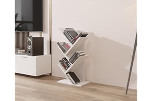 ComfortCove Regał w kształcie drzewa, Regał na biurko, Regał na książki wolnostojący, Regał do salonu, biura, sypialni i kuchni, 5 półek, Biały