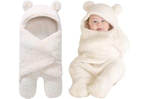 YINUODAY Coperta Swaddle con Cappuccio per Bambini Neonato Che Riceve Coperta in Pile Swaddle Sacco a Pelo Sacco per Neonati E Ragazze (Bianco)