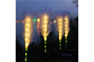 Yeeteesy Solarlampen für Außen 2 Stück, Solar Schilfrohr Leuchten Warmeweiße Gartendeko für Draußen Wasserdichte Deko für Garten Balkon Terrassen Patio Hochzeit (2 Stück * a)