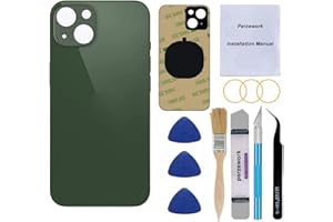 Perzework OEM Ersatz-Rückglas für iPhone 13 Mini, 13,7 cm (5,4 Zoll), mit Reparaturwerkzeugset, Grün