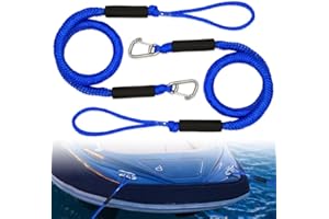 iKALULA 2 Pcs Cavi per Ormeggio per Barche, Bungee Dock Line con Gancio, cravatta elastica in barca, Barche per bungee corde accessori barca per Barche, Moto d'Acqua, Kayak, Pontone, Canoa(Blu)