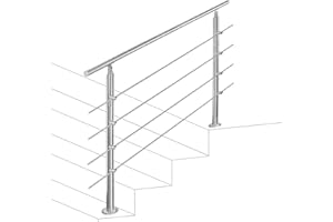 Vigevee Barandilla de acero inoxidable, pasamanos para escaleras, 100 cm, con 4 travesaños y accesorios para escaleras, parapeto, balcón