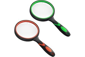 FAUMSUT Duże 10-krotne szkło powiększające do czytania, ręczne szkło powiększające do bobby, stosowane w książkach naukowych, owadach, hobby, obserwacji, premium, miękki chwyt ręczny dla seniorów, dzieci