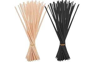 Hemiks Bâtons de Diffuseur de Roseaux, 100 Pièces Batonnets Diffuseur Parfum Bâtons de Diffuseur d'Arôme en Fibre pour Huile Essentielle dans Maison Bureau Hôtel Spa 20cm x 3mm (Naturel, Noir)