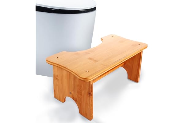 ASelected Toalettpall, 30 x 19 x 17 cm, toalettfotpedal av trä, Squatty Potty bärbar kort pall (träfärg)