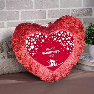 DreamVio Love Heart Shape Valentine's Day Gifts Fur Cushion,Plush Pillow for Gifting on Birthdays,Anniversaries Color - Red (Size- 15x17 inch) Shape 42