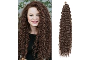 ‎DSOAR 22 Zoll 3 Packs Tief Twist Crochet Hair Ocean Wave Curly Bohemian Crochet Braids Deep Wave Hair Bundles Synthetische Haarverlängerungen für Frauen Mädchen