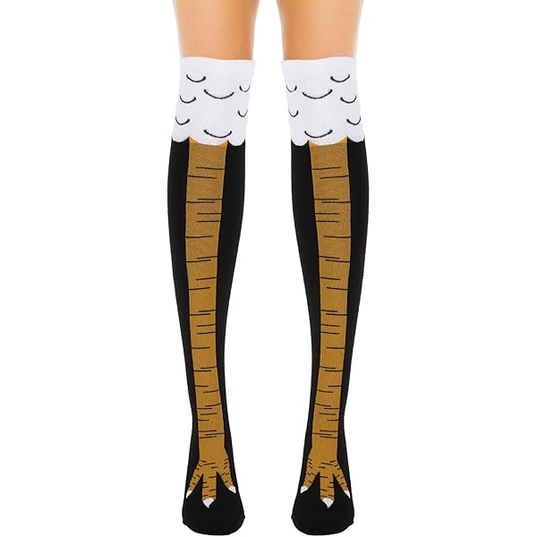 Calzini Alti Con Zampe Di Gallina - 3 Paia Divertenti Per Costumi E Cosplay, Traspiranti E Elastici - Foto 5