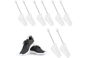 NVIYAM 4 Pairs of Men's Shoe Stretcher Made of Plastic and Metal, Adjustable Metal Spring, Shoe Tree for Sports Shoes, Moccasins, Casual Shoes, Shoe Stretcher, White, Size 40-47