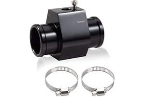 LEONTOOL Aluminium-Wassertemperatur-Gelenkrohrverbinder, 32 mm, 3,8 cm, Kühlerschlauch, Sensor-Messgerät, Adapter mit 2 Schlauchschellen, Wassertemperaturmesser, Gelenkrohr, Temperatursensor-Adapter