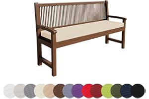 chilly pilley Poduszka na ławkę, odporna na działanie wody, poduszka na ławkę, zamek błyskawiczny z pętelkami, poduszka na siedzisko, na ławkę ogrodową (160 x 50 x 5 cm, kremowa)