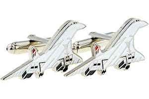 GTR-PRESTIGE GIFTWARE Concorde Aeroplane Design CUFFLINKS Presented in a Cufflink Box