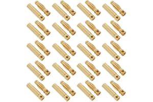 LINSYRC 20 Pairs Connecteur Mâle Femelle Fiche Prise Banane 3.0MM 3MM Plaqué Or pour RC Batterie ESC Moteurs (3.0MM)