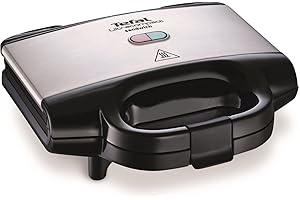 ‎TEFAL Tefal Ultracompact Sandwichmaker, für dreieckige Sandwichtoasts, antihaftbeschichtete Platten, leichte Reinigung, kein Anbrennen, 700W, Sandwich-Grill, 26.5 x 12 x 26 cm, SM1552