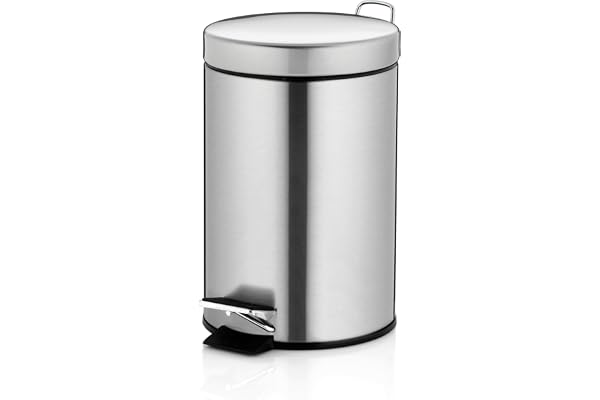 kela Seau à cosmétique 3l, poubelle à pédale avec couvercle Silent-Close, abaissement automatique IMPRONTA, poubelle de salle de bain en inox avec seau intérieur, mat