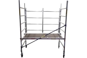 BPS ACCESS SOLUTIONS Trade Master Professional Scaffold Tower | 3.2m / 10'6FT Aluminium Tower | 230 KG Load Capacity, Free Built in Leg Height Adjustment, EN1004 Certified, Compact Design, Folding Base Unit