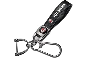 FTGCRF AC Milan portachiavi accessori per chiavi per auto per AC Milan Fans,Pelle portachiavi per chiavi per Gli appassionati di calcio,accessori per auto per uomo e donna,nero